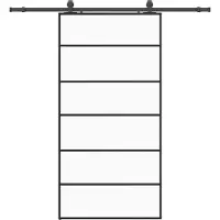 vidaXL - Schuifdeur - met - beslagset - 102x205 - cm - ESG - glas - zwart
