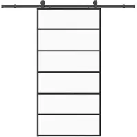 vidaXL Schuifdeur met beslag, zwart, 102x205 cm, veiligheidsglas