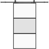 vidaXL Schuifdeur met beslag, zwart, 102,5x205 cm, veiligheidsglas