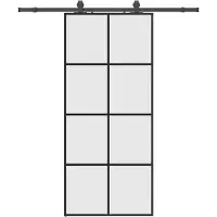 vidaXL Schuifdeur met beslagset 90x205 cm ESG glas zwart