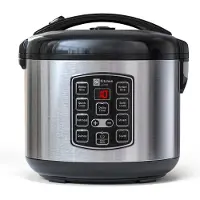 KitchenLove Rijstkoker met Stomer - 0.8L - Multicooker - Rice Cooker - Slowcooker - 1 tot 3 Personen - Zwart RVS