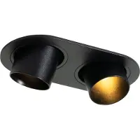 QAZQA Afgeronde inbouwspot zwart GU10 35mm kantelbaar 2-lichts - Installa