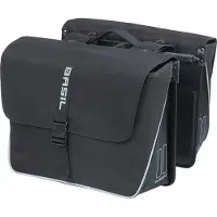 Basil Forte - Dubbele fietstas MIK - 35L - Waterafstotend polyester- Aansnoerband en verstelbare sluiting - Reflectie details - Zwart/zwart