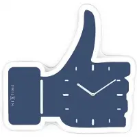 Nextime Thumbs Blauw - Klok - Glas - 41,5x40,5 cm - Blauw