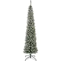 Everlands Kunstkerstboom Pencil Pine Snowy 210 cm Hoog Groen Wit Besneeuwd