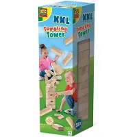SES Creative SES - Tuimeltoren XXL - 51 delige set met grote houten blokken - gemaakt van stevige materialen voor buiten spelen