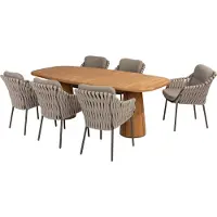 4 Seasons Outdoor Capri Montera barrel dining tuinset 7 delig 240x110xH75 cm teak terre