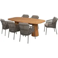 4 Seasons Outdoor Capri Capalbio dining tuinset barrel 240x110xH75 cm 7 delig teak terre