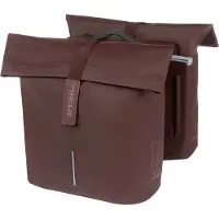 Basil City Dubbele Fietstas 28-32L Roasted Brown Waterafstotend Met MIK Adapterplaat Reflecterend Voor E-bike & Stadsfiets
