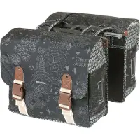 Basil Boheme Dubbele Fietstas - 35L Charcoal Waterafstotend Polyester Met MIK Adapterplaat Reflecterend Kunstleren Details E-bike Ready