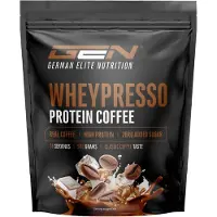 German Elite Nutrition Wheypresso Protein Coffee - Eiwitpoeder met Wheyconcentraat & Isolaat - Met echte koffie & cafeïne - Romige Hoge Eiwit Drank - (908 g, Karamelsmaak)