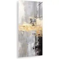 MuchoWow Glasschilderij 40x80 cm - Schilderij acrylglas - Goud - Luxe - Acryl - Kunst - Foto op glas - Muurdecoratie woonkamer - Wanddecoratie slaapkamer - Schilderijen