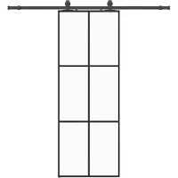 vidaXL Schuifdeur met beslagset 76x205 cm ESG glas zwart