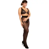 Glamory Biggi Big Secret - Panty met open kruisje - 20 den - maat 4XL (58-60) - zwart