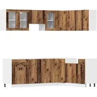 vidaXL 11-delige Keukenkastenset Lyon bewerkt hout oud houtkleurig