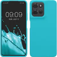 Kwmobile telefoonhoesje geschikt voor Motorola Moto G75 5G - Hoesje met siliconen coating - Smartphone case in ijsblauw