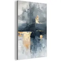 MuchoWow Aluminium schilderij 120x180 cm - Wanddecoratie metaal - Abstract - Verf - Kunst - Goud - Metalen muurdecoratie woonkamer - Decoratie industrieel - Foto op dibond - Industriële accessoires slaapkamer