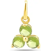 New Bling 9NBSAM-G230061 Gouden Hangertje met Drie Zirkonia Steentjes - Bloem - Olijf Groen - 7,5x7,8mm - 14 Karaat - Goud