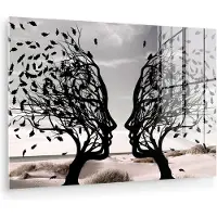MuchoWow Glasschilderij 60x40 cm - Schilderij acrylglas - Bomen - Gezicht - Bladeren - Moderne kunst - Foto op glas - Muurdecoratie woonkamer - Wanddecoratie slaapkamer - Schilderijen