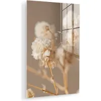 MuchoWow Glasschilderij 60x90 cm - Schilderij acrylglas - Bloemen - Wit - Natuur - Pastel - Foto op glas - Muurdecoratie woonkamer - Wanddecoratie slaapkamer - Schilderijen