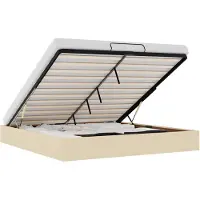 vidaXL Bedframe zonder matras 200x200 cm stof crèmekleurig