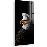 MuchoWow Glasschilderij 40x80 cm - Schilderij acrylglas - Arend -Amerika - Koksmuts - Vogel - Stoer - Foto op glas - Muurdecoratie woonkamer - Wanddecoratie slaapkamer - Schilderijen