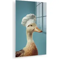 MuchoWow Glasschilderij 120x180 cm - Schilderij acrylglas - Eend - Koksmuts - Cute - Vogel - Foto op glas - Muurdecoratie woonkamer - Wanddecoratie slaapkamer - Schilderijen
