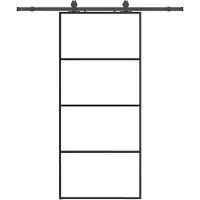 vidaXL Schuifdeur met beslagset 90x205 cm ESG glas zwart