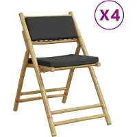 vidaXL Bistroset 4 st inklapbaar met kussens bamboe donkergrijs