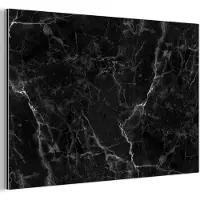 MuchoWow Aluminium schilderij 150x100 cm - Wanddecoratie metaal - Marmer look - Luxe - Zwart - Metalen muurdecoratie woonkamer - Decoratie industrieel - Foto op dibond - Industriële accessoires slaapkamer
