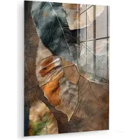 MuchoWow Glasschilderij 120x160 cm - Schilderij acrylglas - Bladeren - Bruin - Herfst - Natuur - Foto op glas - Muurdecoratie woonkamer - Wanddecoratie slaapkamer - Schilderijen