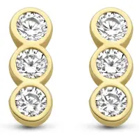 New Bling 9NBG-0273 Gouden Oorknopjes - Dames - 3 Zirkonia Steentjes - 6,1 x 2,4 mm - 14 Karaat - Goud