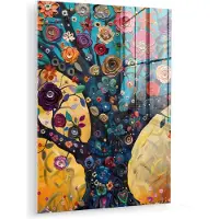 MuchoWow Glasschilderij 60x80 cm - Schilderij acrylglas - Boom - Levensboom - Kleurrijk - Bloemen - Modern - Foto op glas - Muurdecoratie woonkamer - Wanddecoratie slaapkamer - Schilderijen