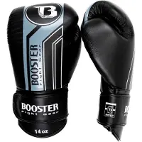 Booster Fight Gear Pro Range BGL V9 Bokshandschoenen – Handgemaakt in Thailand – Premium Echt Leer – Zwart/Grijs – 14 oz