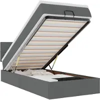 vidaXL Bed poef met matras en LED's 90x200 cm stof donkergrijs