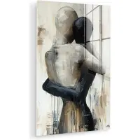 MuchoWow Glasschilderij 40x60 cm - Schilderij acrylglas - Abstract - Liefde - Zwart wit - Modern - Foto op glas - Muurdecoratie woonkamer - Wanddecoratie slaapkamer - Schilderijen