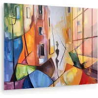 MuchoWow Glasschilderij 160x120 cm - Schilderij acrylglas - Abstract - Kunst - Schilderij - Kleuren - Foto op glas - Muurdecoratie woonkamer - Wanddecoratie slaapkamer - Schilderijen