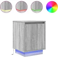 Super Merchant Nachtkastjes met led-verlichting 2 st 38x34x50 cm grijs sonoma