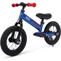 Vrooomy MINI Loopfiets voor Kinderen vanaf 3 jaar – Officieel Gelicentieerd met Verstelbaar Zitje – Luxe Loopfiets met 12 Inch Wielen & Rubberen Luchtbanden – Blauw