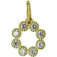 New Bling 132401202 Gouden Hangertje - Dames - Cirkel - Zirkonia Steentjes - 7 mm Doorsnee - 14 Karaat - Bedel - Goud