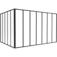 Vente-unique Glazen hoekbinnenraam met industriële stijl in gepoedercoat aluminium - L210 x L150 x H130 - Zwart - BAYVIEW