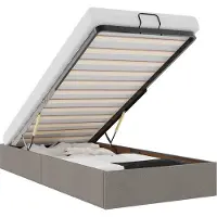 vidaXL Bedframe zonder matras 90x200 cm stof taupe