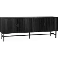 Sweeek TV meubel, gegroefd houtkleurig decor, Bazalt Zwart