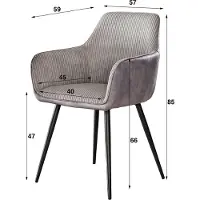 Dimehouse Set van 2 Eetkamerstoelen Licia Ribstof - Met Armleuningen Grijs
