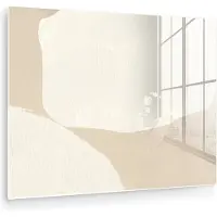 MuchoWow Glasschilderij 160x120 cm - Schilderij acrylglas - Beige - Abstract - Modern - Foto op glas - Muurdecoratie woonkamer - Wanddecoratie slaapkamer - Schilderijen