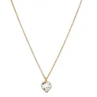 Traveller Ketting met Hanger - Collier Dames - Goud - Hartje - Swarovski Kristal - 11 x 10 mm - 22kt Verguld - Lengte Verstelbaar 38 / 41 / 44 cm. - 157257