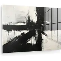 MuchoWow Glasschilderij 180x120 cm - Schilderij acrylglas - Modern - Zwart wit - Abstract - Kunst - Foto op glas - Muurdecoratie woonkamer - Wanddecoratie slaapkamer - Schilderijen