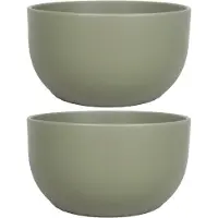 Floran Plantenpot - 2x stuks - groen - schaal - mat - keramiek - 26 x 14 cm - plantenpotten binnen