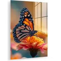 MuchoWow Glasschilderij 120x160 cm - Schilderij acrylglas - Vlinder - Dieren - Kleurrijk - Natuur - Bloemen - Foto op glas - Muurdecoratie woonkamer - Wanddecoratie slaapkamer - Schilderijen