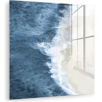 MuchoWow Glasschilderij 50x50 cm - Schilderij acrylglas - Strand - Zee - Water - Natuur - Foto op glas - Muurdecoratie woonkamer - Wanddecoratie slaapkamer - Schilderijen